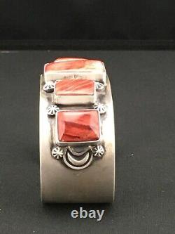 Stunning Navajo Indian Spiny Oyster Sterling Silver Cuff Bracelet 1314 Moms Gift
