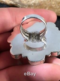 Stunning Navajo Sterling Silver Blue Turquoise Cluster Ring Sz 8.5 Gift 8678