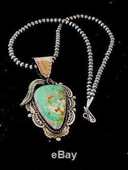 Stunning Navajo Sterling Silver ROYSTON TURQUOISE Necklace PENDANT 4125 Gift