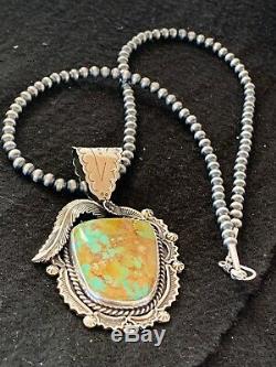 Stunning Navajo Sterling Silver ROYSTON TURQUOISE Necklace PENDANT 4126 Gift