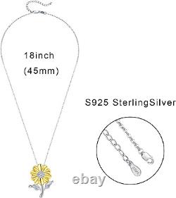 Sunflower Necklace 925 Sterling Silver Sunflower Jewelry Sunflower Gift Summer J