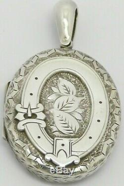 Superb Victorian Solid Silver Art Nouveau Locket Belt Motif Hm 1882 Great Gift
