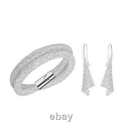 Swarovski Stardust Deluxe Set, Bracelet Fit Earrings Silver Crystal 5184494 New
