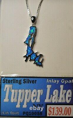TUPPER LAKE NY Opal & STERLING SILVER NECKLACE FREE SHIPPING -GIFT