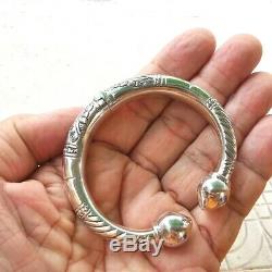 Thai Lotus Solid 925 Silver Bracelet Bangle Hinged Cuff Women Girl Gift