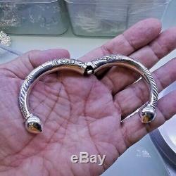 Thai Lotus Solid 925 Silver Bracelet Bangle Hinged Cuff Women Girl Gift