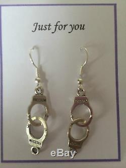Tibetan Silver Handcuff Earrings Police Gothic Punk 50 Shades, Gift