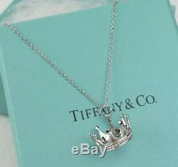 Tiffany & Co Crown Necklace Sterling Silver Jewelry Gift Pendant Charm Box