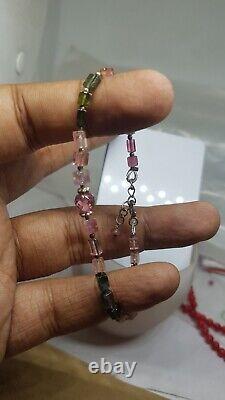 Tourmaline gemstone beads necklace 925 sterling silver jewelry gift g55