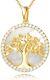 Tree of Life Pendant Necklace Gold Plated Sterling Silver Mother of Pearl Gifts