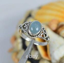 Trending! Natural Blue Calcite Gemstone Silver Plated Ring Jewelry For Gift