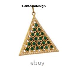 Triangle Emerald Diamond 925 Sterling Silver Charm Pendant, Handmade Jewelry, Gift