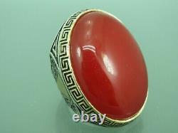 Turkish Handmade Jewelry 925 Sterling Silver Agate Stone Men's Ring Sz 11