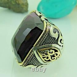 Turkish Handmade Jewelry 925 Sterling Silver Amethyst Stone Men Ring Sz 10