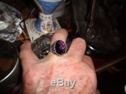 Turkish Handmade Jewelry 925 Sterling Silver Amethyst Stone Men's Ring Sz 10NICE