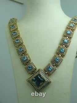Turkish Handmade Jewelry 925 Sterling Silver Aquamarine Stone Women Necklace