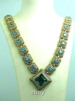 Turkish Handmade Jewelry 925 Sterling Silver Aquamarine Stone Women Necklace