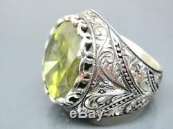 Turkish Handmade Jewelry 925 Sterling Silver Citrine Stone Men Ring Sz 10