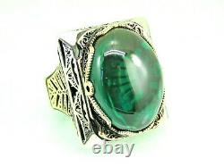 Turkish Handmade Jewelry 925 Sterling Silver Emerald Stone Men Ring Sz 11
