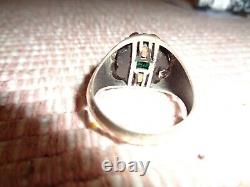 Turkish Handmade Jewelry 925 Sterling Silver Emerald Stone Men's Ring Sz 10