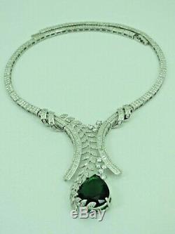 Turkish Handmade Jewelry 925 Sterling Silver Emerald Stone Women Necklace
