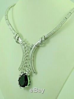Turkish Handmade Jewelry 925 Sterling Silver Emerald Stone Women Necklace