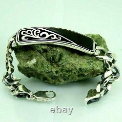 Turkish Handmade Jewelry 925 Sterling Silver Onyx Stone Men Bracelet