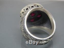 Turkish Handmade Jewelry 925 Sterling Silver Ruby Stone Men's Ring Sz 10