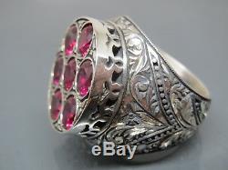 Turkish Handmade Jewelry 925 Sterling Silver Ruby Stone Men's Ring Sz 10