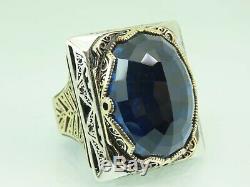 Turkish Handmade Jewelry 925 Sterling Silver Sapphire Stone Men's Ring Sz 11
