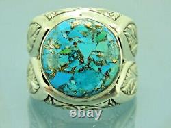 Turkish Handmade Jewelry 925 Sterling Silver Turquoise Stone Men Ring Sz 11
