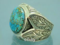 Turkish Handmade Jewelry 925 Sterling Silver Turquoise Stone Men Ring Sz 11