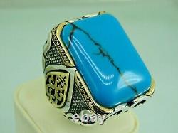 Turkish Handmade Jewelry 925 Sterling Silver Turquoise Stone Men Ring Sz 12
