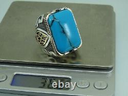 Turkish Handmade Jewelry 925 Sterling Silver Turquoise Stone Men Ring Sz 12