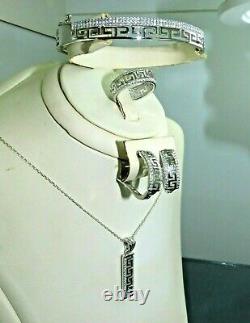 Turkish Handmade Jewelry 925 Sterling Silver Zircon Stone Women Bangle&Ring Set
