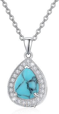 Turquoise Jewelry Gifts for Women Sterling Silver Turquoise Necklace Teardrop Da