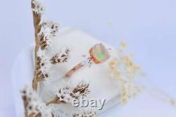Unique 1.02CT Oval Cut Fire Opal Ring Women's Jewelry Gift In 14K Rose Gold Over