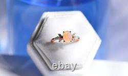 Unique 1.02CT Oval Cut Fire Opal Ring Women's Jewelry Gift In 14K Rose Gold Over