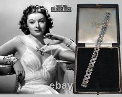 VINTAGE SPHINX 1950s ART DECO SILVER MARCASITE BRACELET SIGNED GATSBY BRIDE GIFT