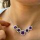 Valentine Gift Necklace 925 Sterling Silver 4.30 CT Round Lab Created Amethyst