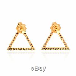 Valentine Gift Sapphire 925 Sterling Silver Triangle Shape Stud Earrings Jewelry
