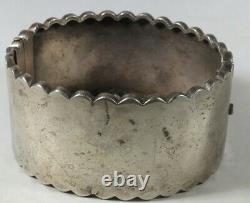 Victorian Etched Sterling Silver Hinged Bangle Bracelet