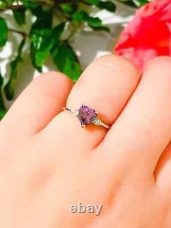 Victorian Purple Amethyst Ring For Women Moissanite Studded Jewelry Heart Design