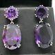Vintage 6.00 CT Oval & Round Purple Amethyst Drop & Dangle Earrings Jewelry Gift