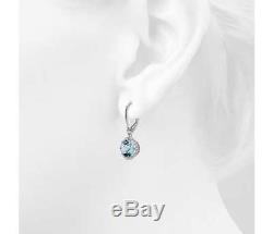 Vintage Aquamarine Wedding Engagement Drop Dangle Earrings Silver Jewelry Gifts