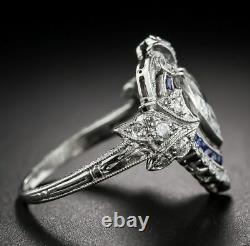 Vintage Art Deco 3.05ct White Heart Cut 925 Silver Wedding Solitaire Ring+gift
