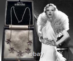 Vintage Art Deco Sterling Silver Filigree Flower Necklace Edelweiss Bridal Gift