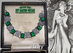 Vintage Charles Horner Art Deco Staybrite Emerald Paste Bracelet Collector Gift