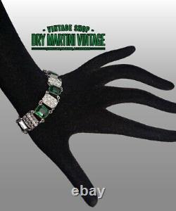 Vintage Charles Horner Art Deco Staybrite Emerald Paste Bracelet Collector Gift
