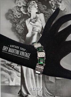 Vintage Charles Horner Art Deco Staybrite Emerald Paste Bracelet Collector Gift